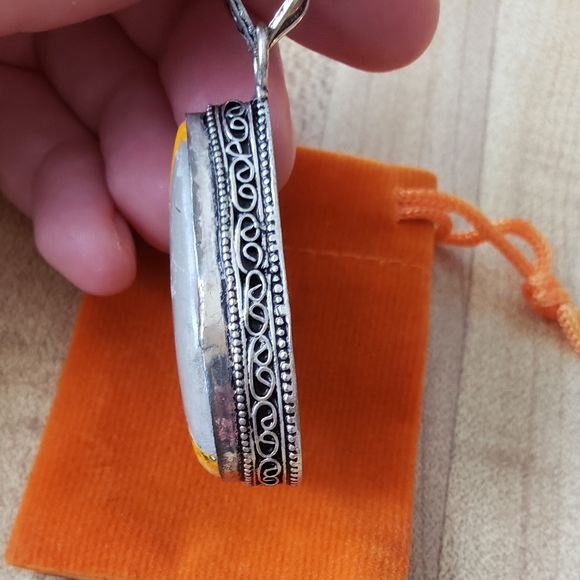 Sterling Silver Bumblebee Jasper Stone Pendant - Picture 3 of 7